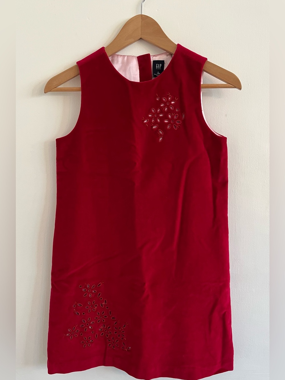 GAP Crimson Red Velvet Sleeveless Cutout Shift Dress